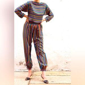 Vintage 1970s Liz Claiborne Silky Striped High Waisted Harem Pants Women’s Sz 6
